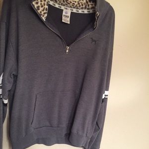 Large, Grey (Gray), PINK Hoodie